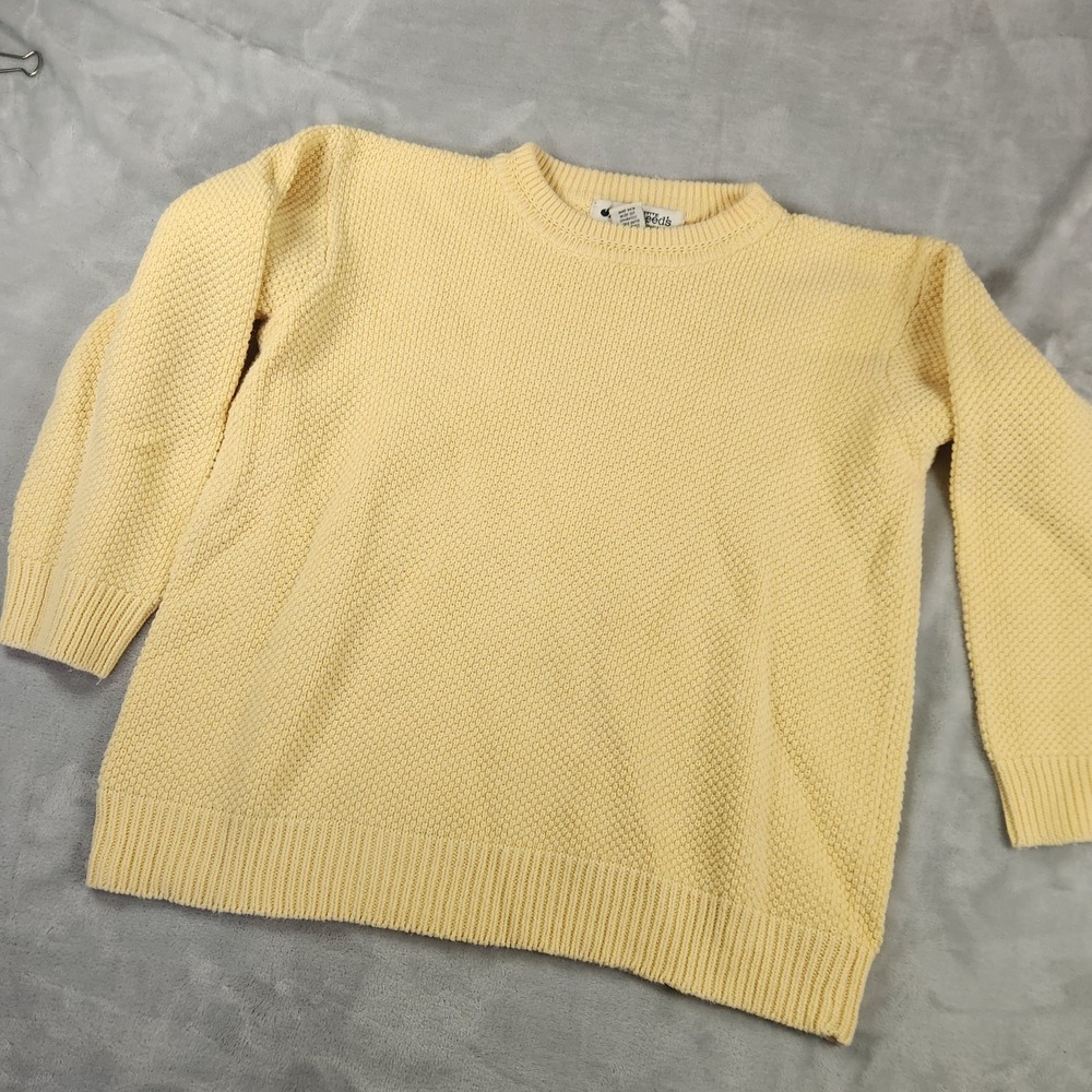 Appleseeds Women L Petite Yellow Cable Knit Crewneck Grannycore Sweater Vintage